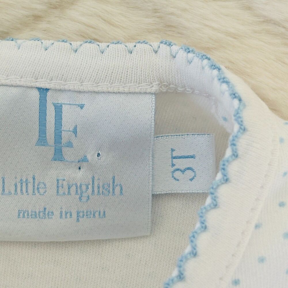 Little English Size 3T Blue Polka Dot Lemon Pocket Dress Flutter Sleeve Cotton - Picture 6 of 8